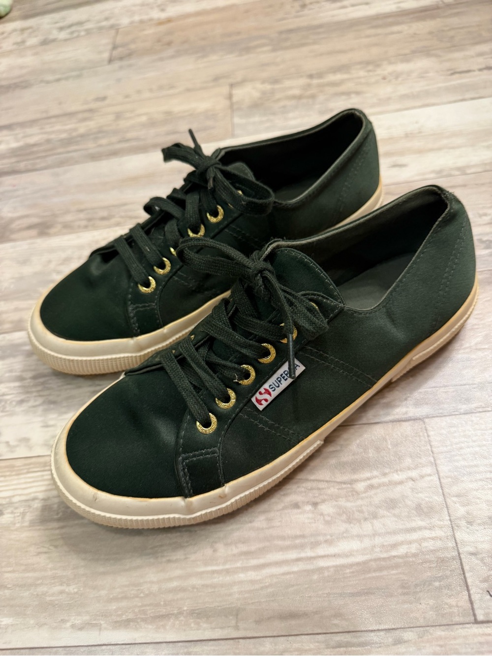 Superga Green Satin Sneakers